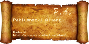 Peklyanszki Albert névjegykártya